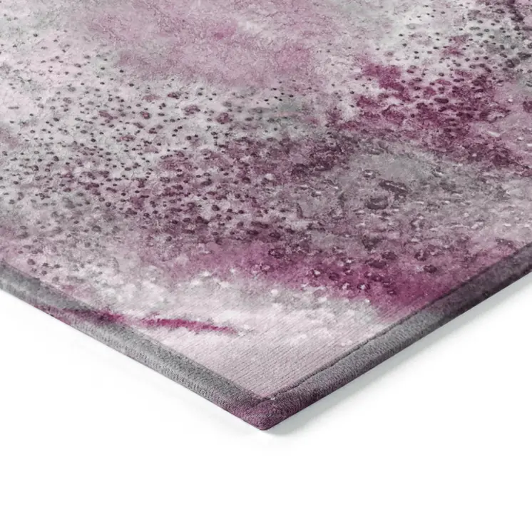 3' X 5' Pink Abstract Washable Non Skid Indoor Outdoor Area Rug