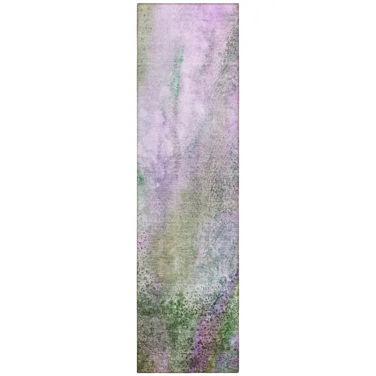 8' Runner Purple Abstract Washable Non Skid Indoor Outdoor Runner Rug