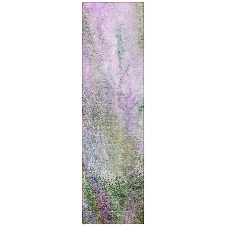 8' Runner Purple Abstract Washable Non Skid Indoor Outdoor Runner Rug