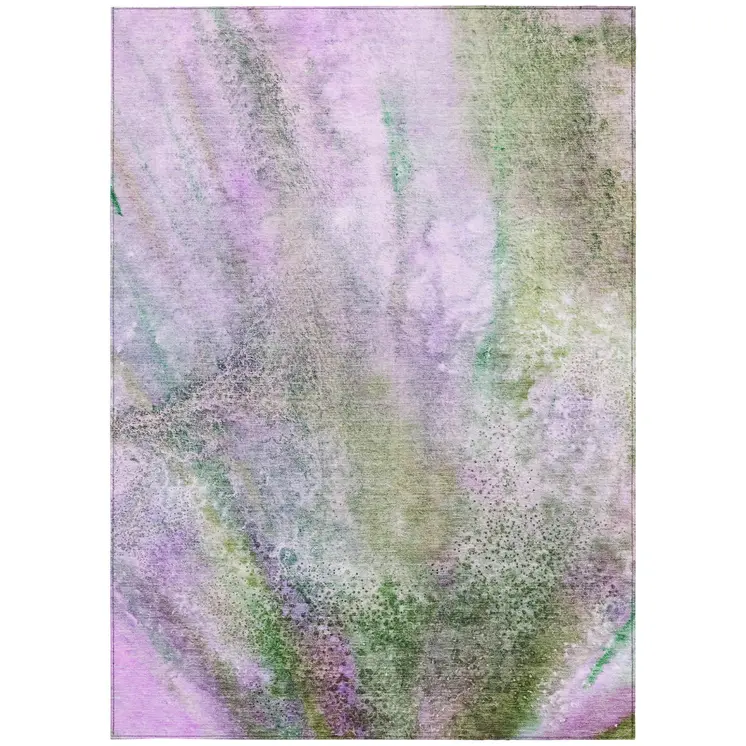 5' X 8' Purple Abstract Washable Non Skid Indoor Outdoor Area Rug