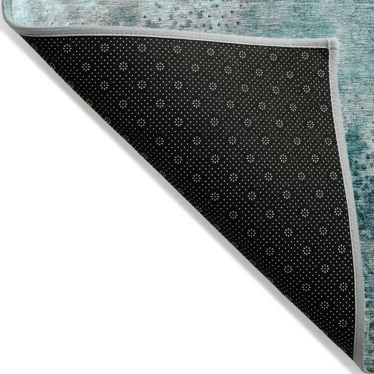 8' Runner Gray and Ivory Abstract Washable Non Skid Indoor Outdoor Runner Rug