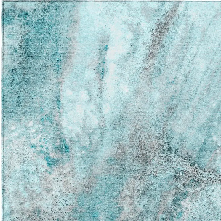 3' X 5' Gray and Ivory Abstract Washable Non Skid Indoor Outdoor Area Rug