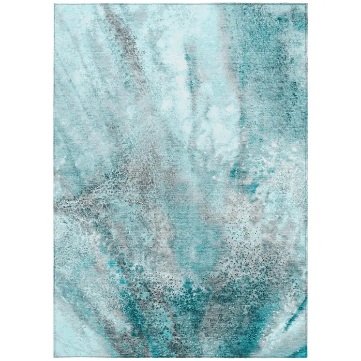 8' X 10' Gray and Ivory Abstract Washable Non Skid Indoor Outdoor Area Rug