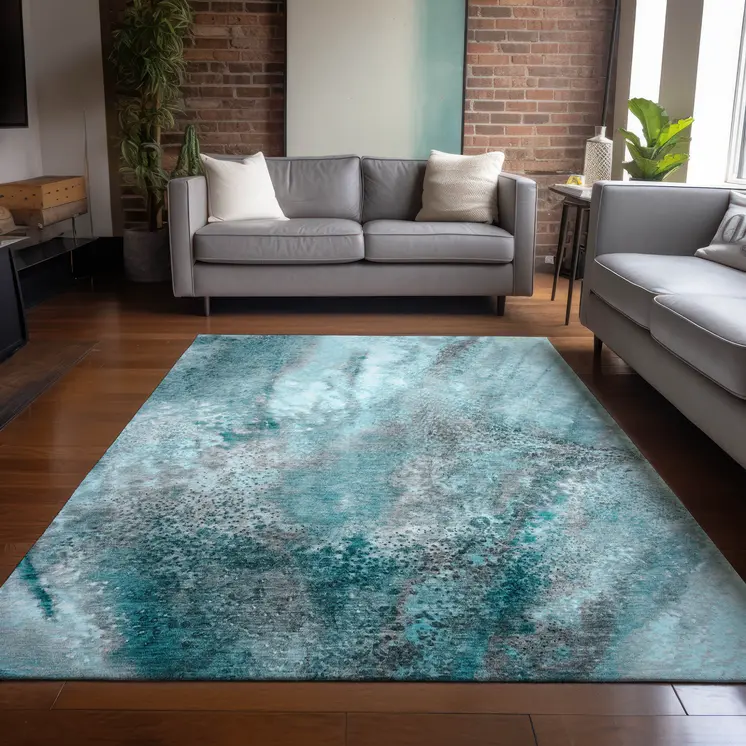 8' X 10' Gray and Ivory Abstract Washable Non Skid Indoor Outdoor Area Rug