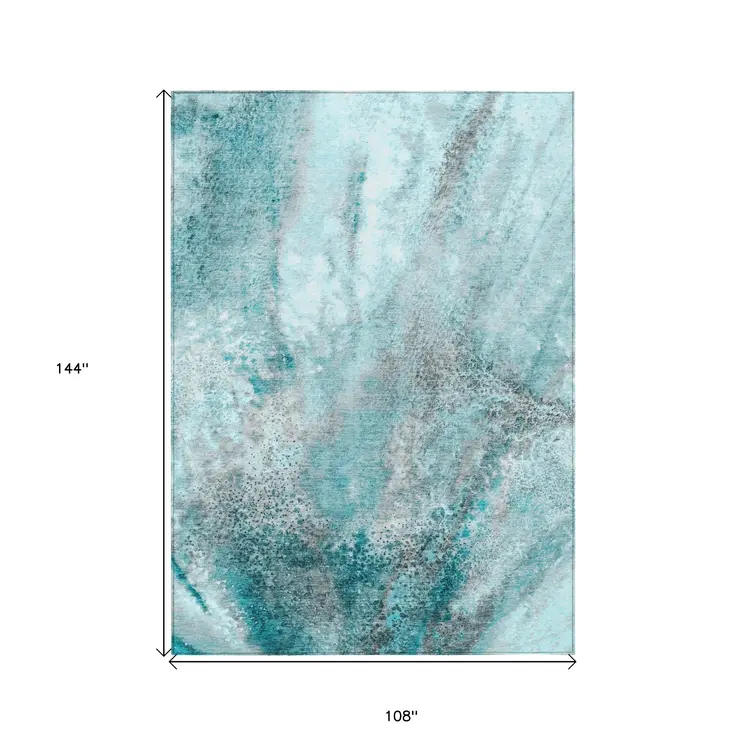 9' X 12' Gray and Ivory Abstract Washable Non Skid Indoor Outdoor Area Rug