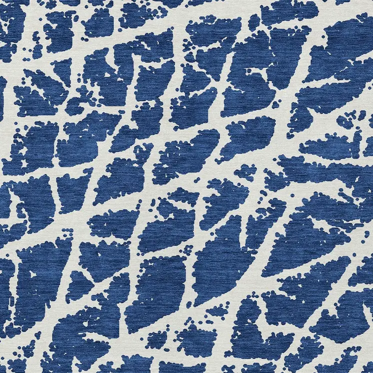 3' X 5' Blue And White Abstract Washable Indoor Outdoor Area Rug