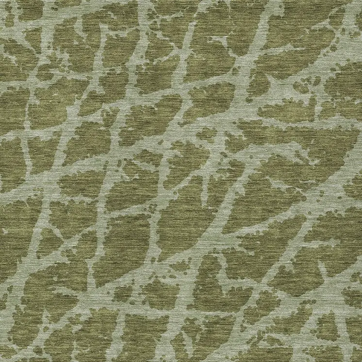 3' X 5' Green Abstract Washable Non Skid Indoor Outdoor Area Rug