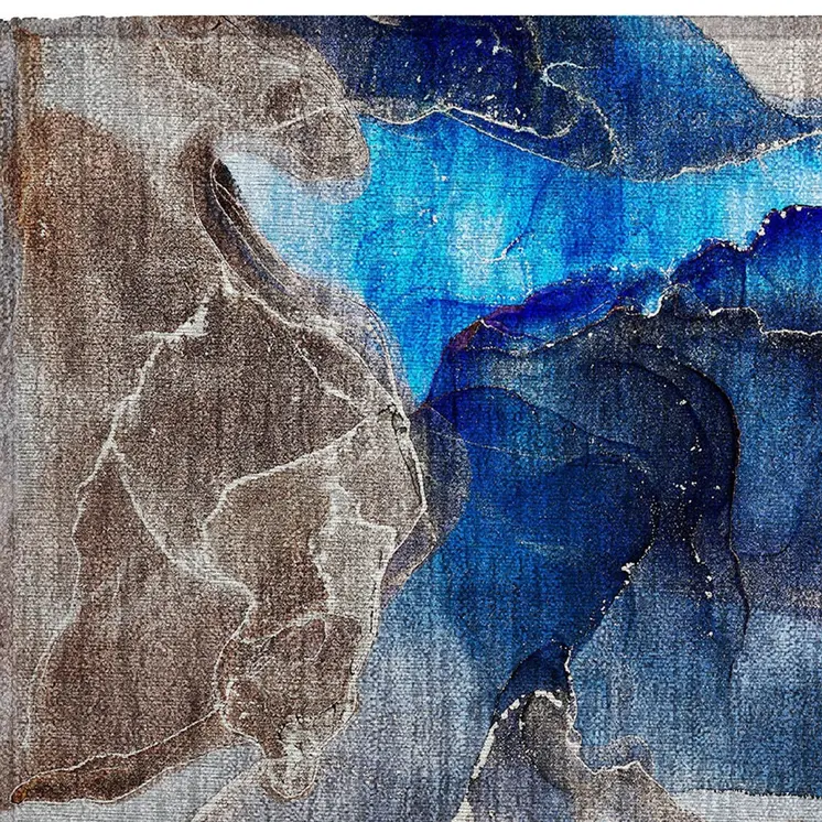 2' X 3' Blue Abstract Washable Non Skid Indoor Outdoor Area Rug