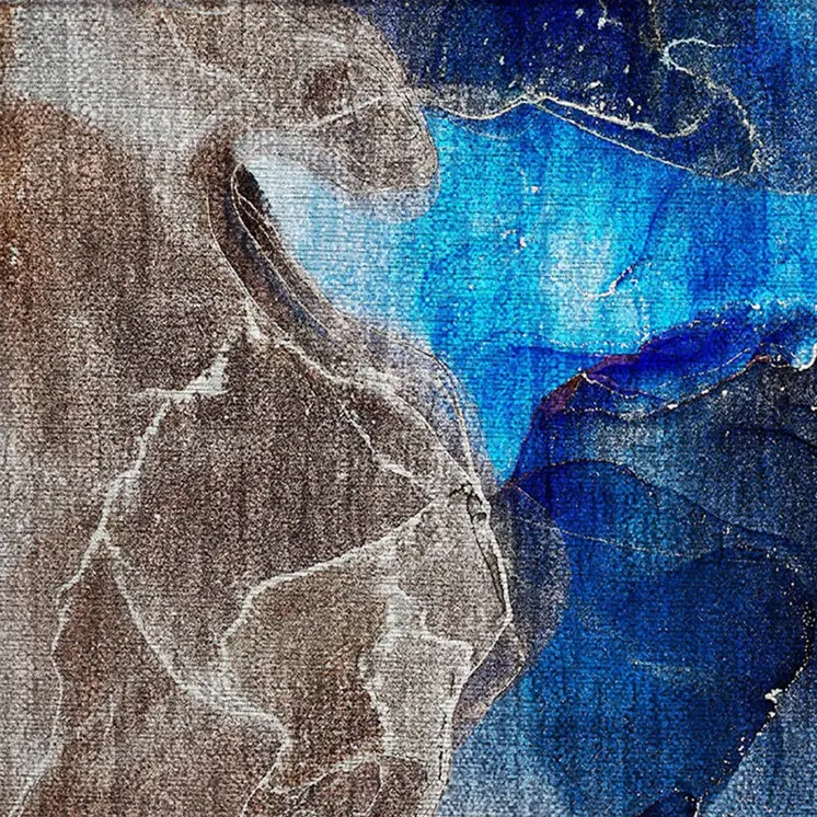 2' X 3' Blue Abstract Washable Non Skid Indoor Outdoor Area Rug