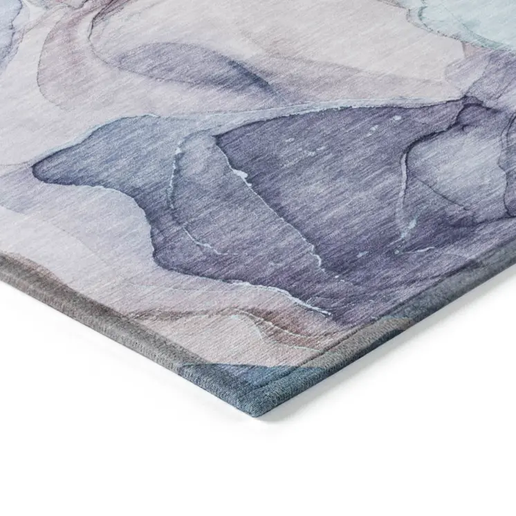 2' X 3' Blue Abstract Washable Non Skid Indoor Outdoor Area Rug