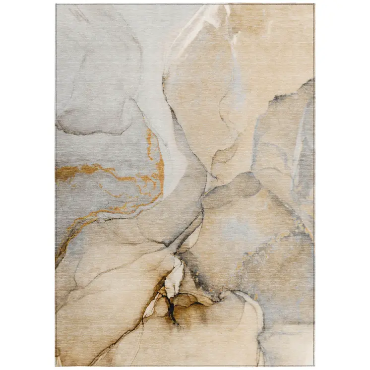8' X 10' Beige Abstract Washable Non Skid Indoor Outdoor Area Rug