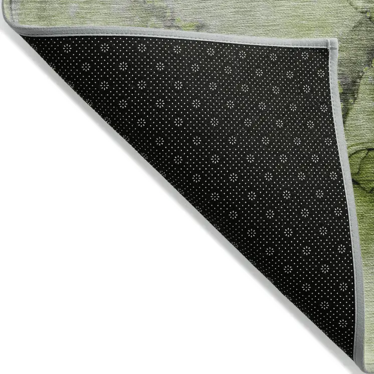 10' X 14' Green Abstract Washable Non Skid Indoor Outdoor Area Rug