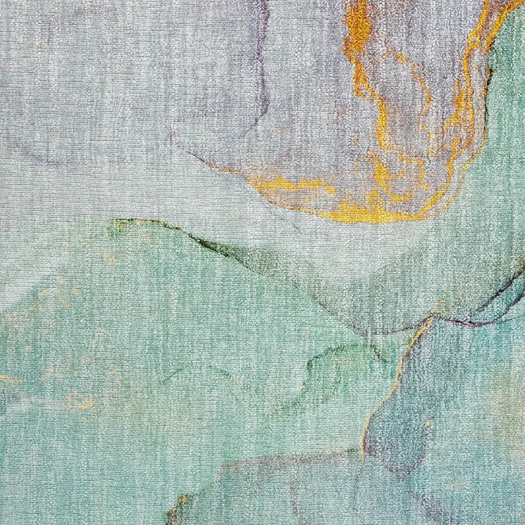 2' X 3' Teal Abstract Washable Non Skid Indoor Outdoor Area Rug