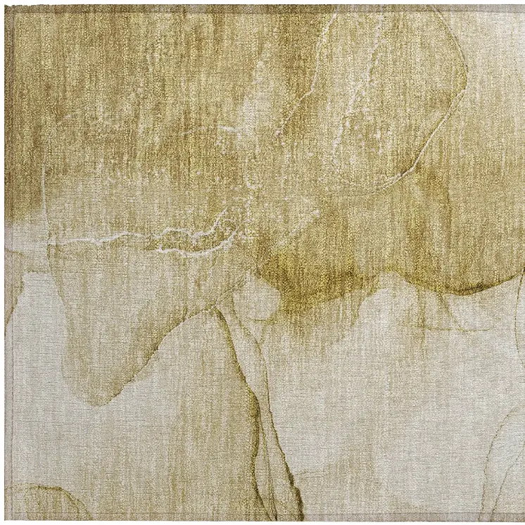 2' X 3' Beige Abstract Washable Indoor Outdoor Area Rug
