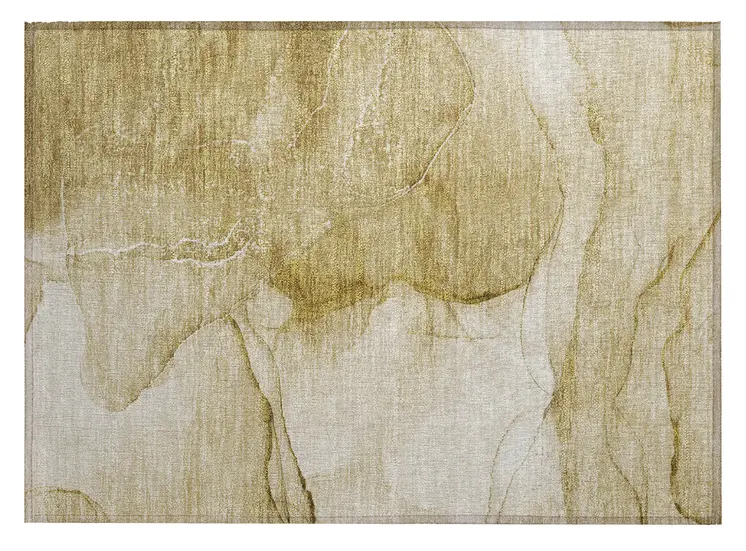 2' X 3' Beige Abstract Washable Indoor Outdoor Area Rug