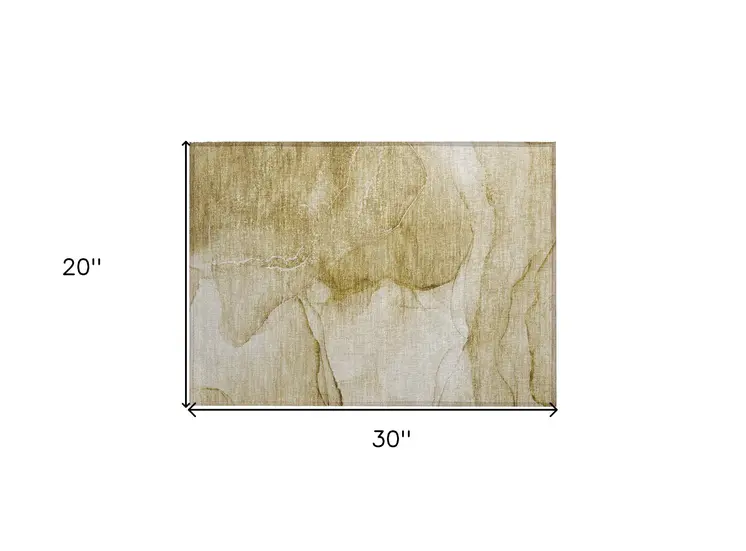 2' X 3' Beige Abstract Washable Indoor Outdoor Area Rug