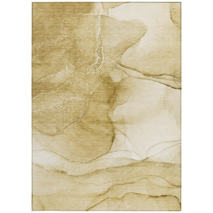 9' X 12' Beige Abstract Washable Non Skid Indoor Outdoor Area Rug