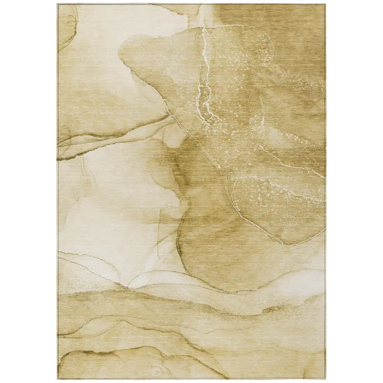 9' X 12' Beige Abstract Washable Non Skid Indoor Outdoor Area Rug