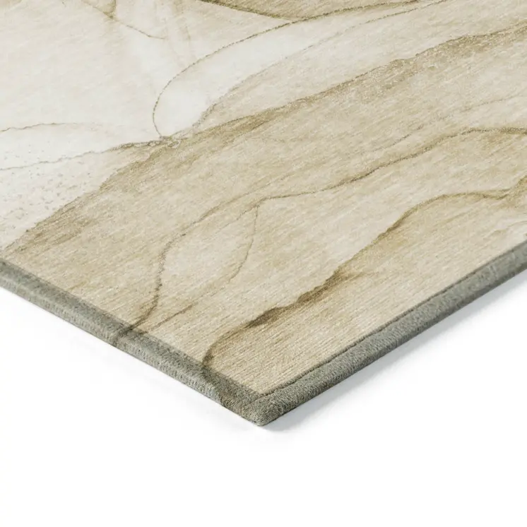 9' X 12' Beige Abstract Washable Non Skid Indoor Outdoor Area Rug