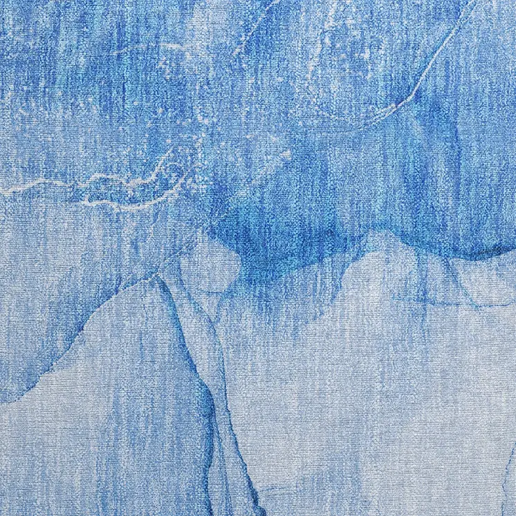 2' X 3' Blue Abstract Washable Non Skid Indoor Outdoor Area Rug