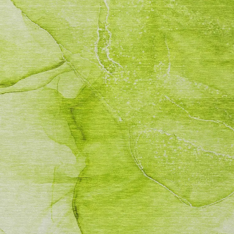 3' X 5' Green Abstract Washable Non Skid Indoor Outdoor Area Rug