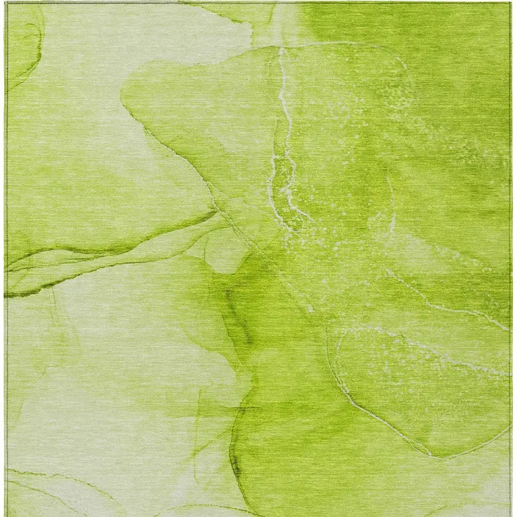 3' X 5' Green Abstract Washable Non Skid Indoor Outdoor Area Rug
