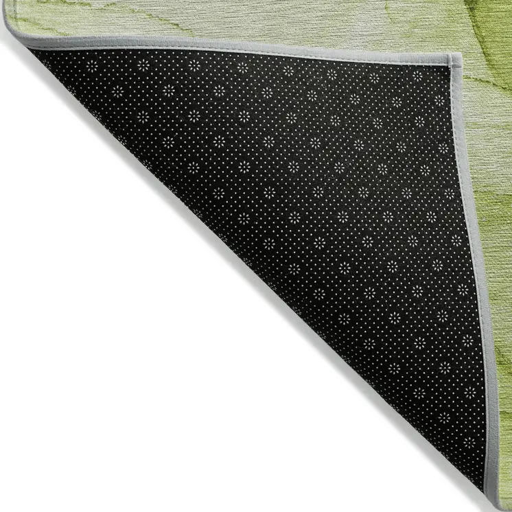 5' X 8' Green Abstract Washable Indoor Outdoor Area Rug