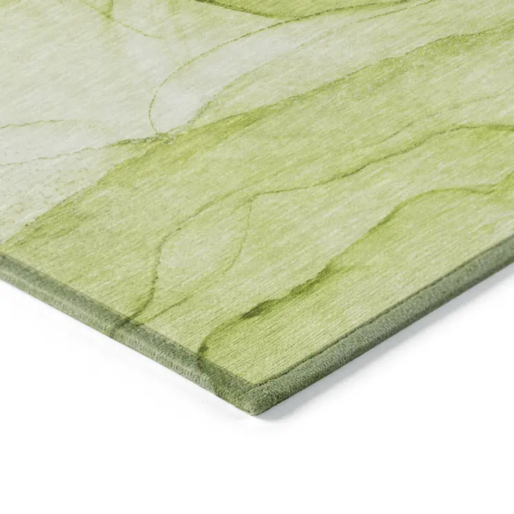 5' X 8' Green Abstract Washable Indoor Outdoor Area Rug