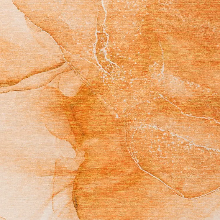 3' X 5' Orange Abstract Washable Non Skid Indoor Outdoor Area Rug