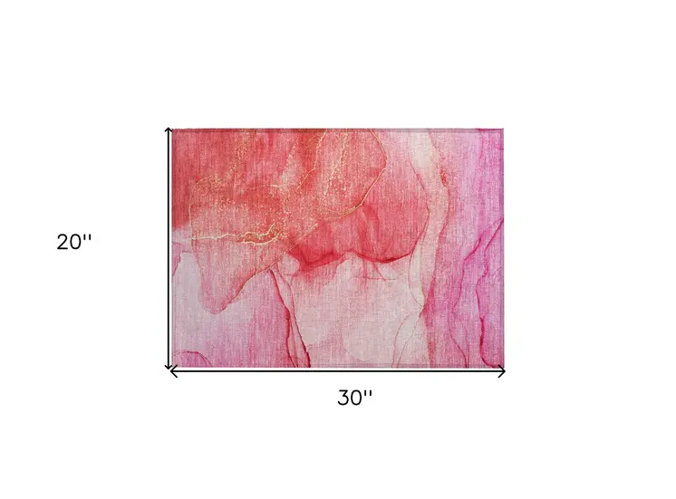 2' X 3' Pink Abstract Washable Indoor Outdoor Area Rug
