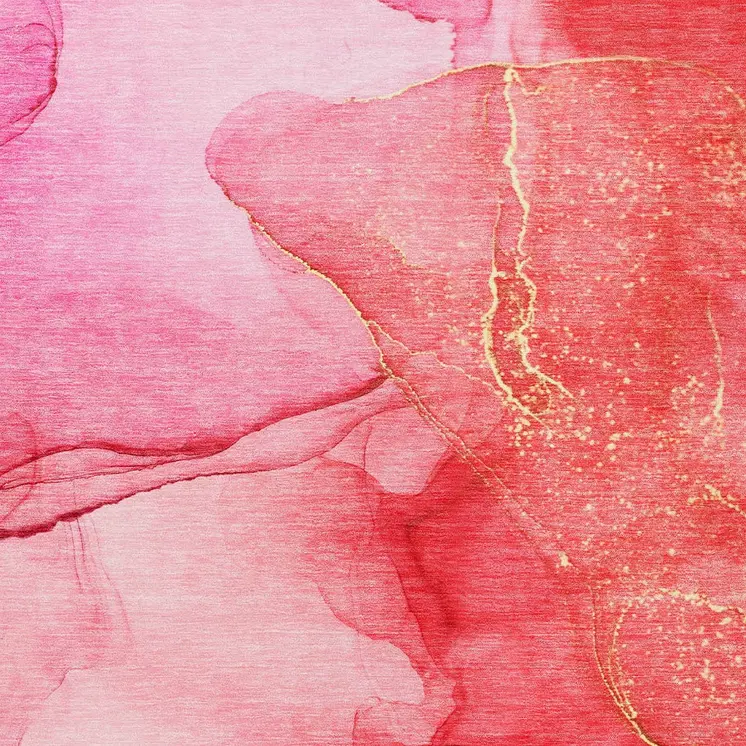 3' X 5' Pink Abstract Washable Non Skid Indoor Outdoor Area Rug