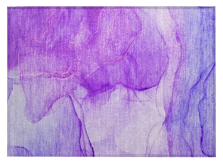2' X 3' Purple Abstract Washable Non Skid Indoor Outdoor Area Rug