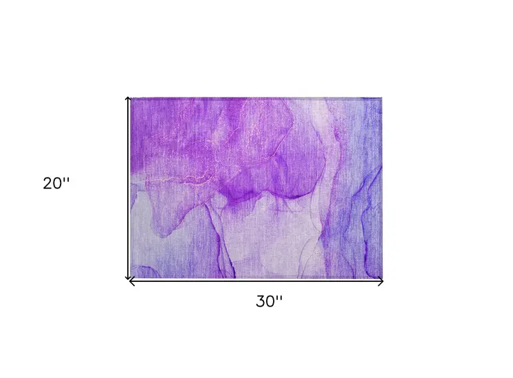 2' X 3' Purple Abstract Washable Non Skid Indoor Outdoor Area Rug