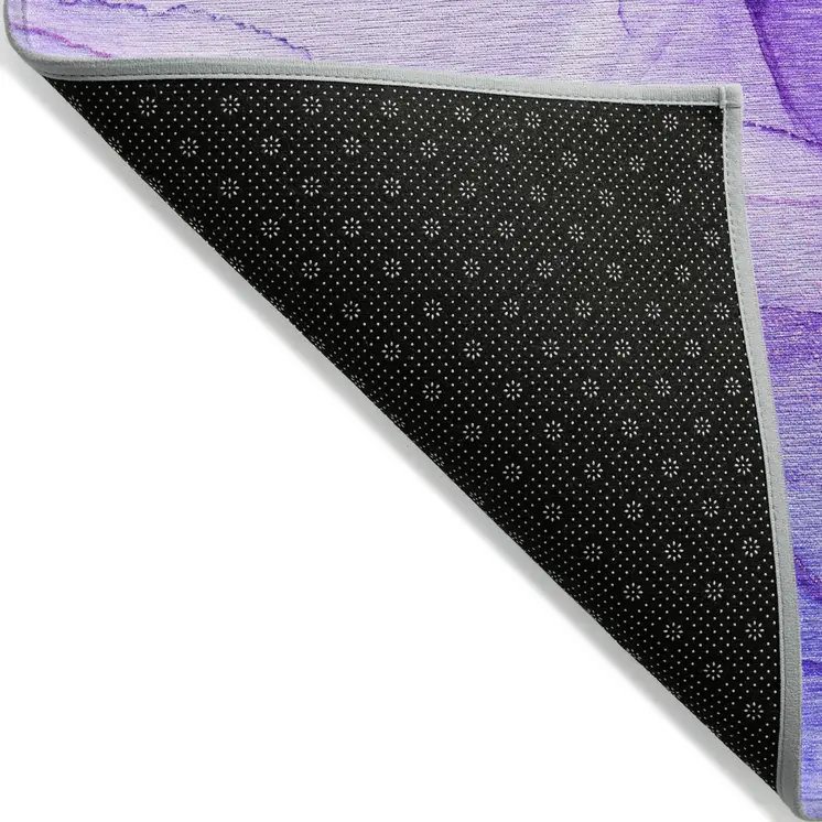 8' Purple Abstract Washable Non Skid Indoor Outdoor Runner Rug
