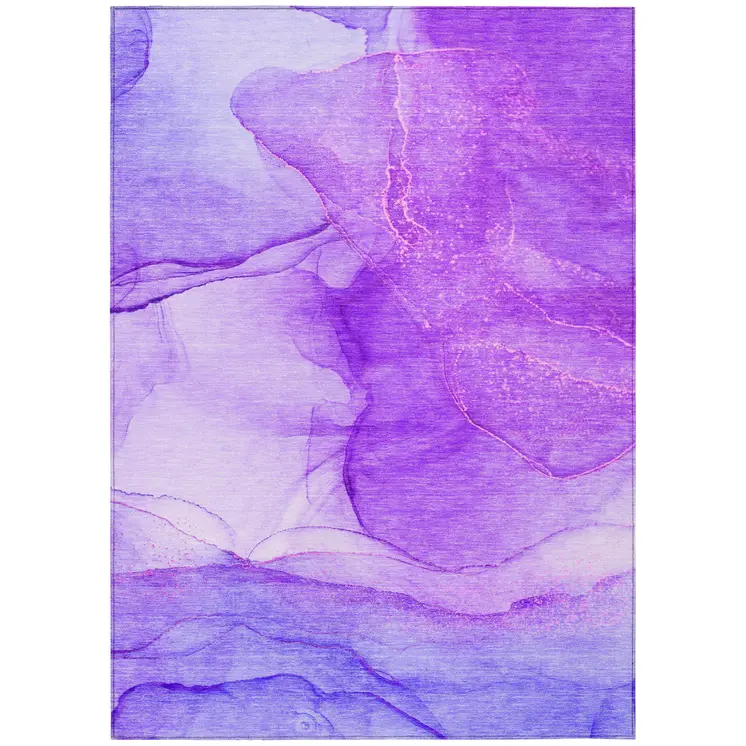 10' X 14' Purple Abstract Washable Non Skid Indoor Outdoor Area Rug