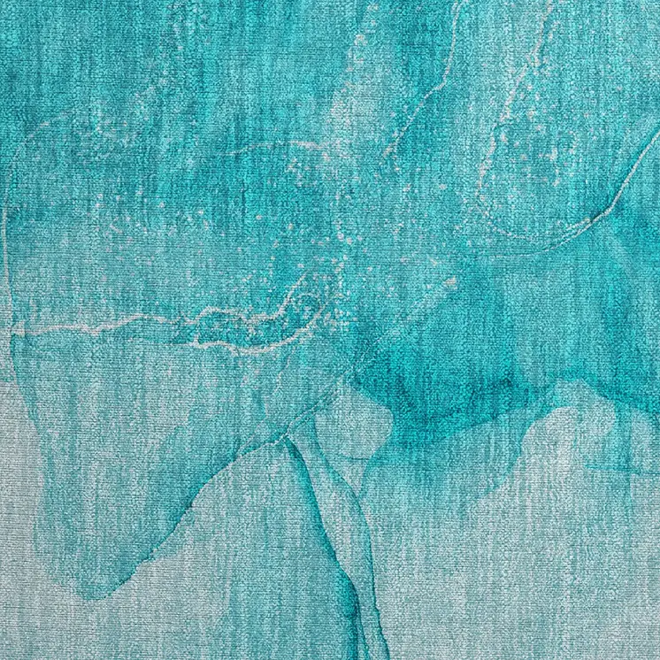 2' X 3' Teal Abstract Washable Non Skid Indoor Outdoor Area Rug