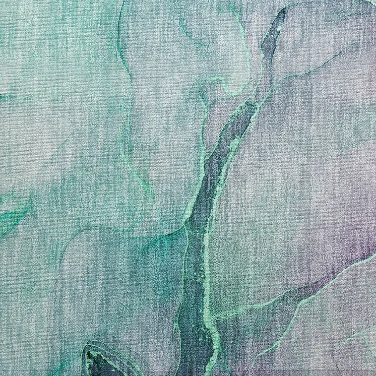 2' X 3' Green Abstract Washable Non Skid Indoor Outdoor Area Rug