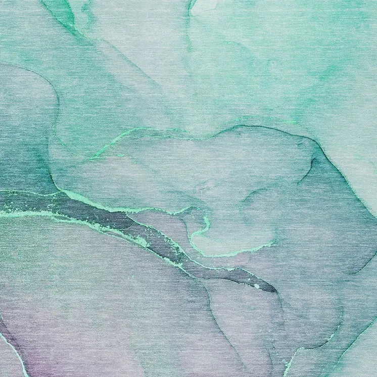 3' X 5' Green Abstract Washable Non Skid Indoor Outdoor Area Rug