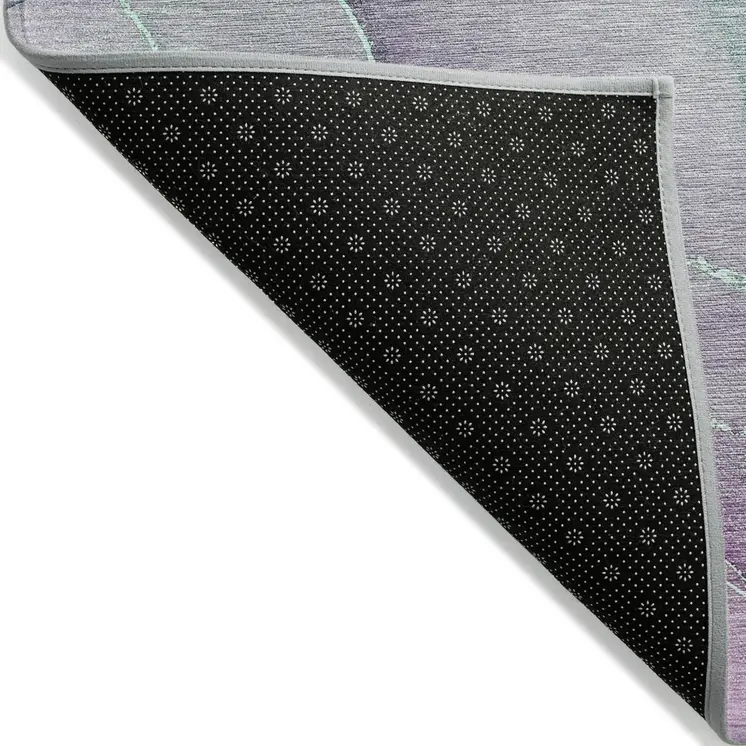 10' X 14' Teal and Purple Abstract Washable Indoor Outdoor Area Rug