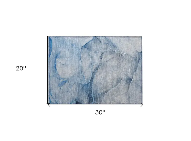2' X 3' Blue Abstract Washable Non Skid Indoor Outdoor Area Rug