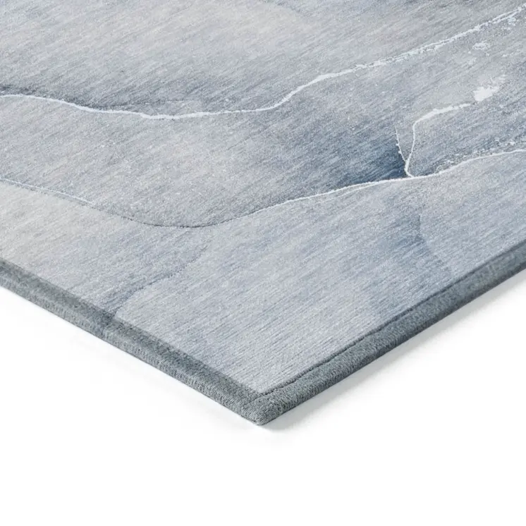 3' X 5' Blue Abstract Washable Non Skid Indoor Outdoor Area Rug