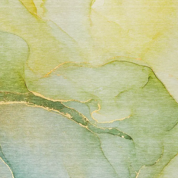 3' X 5' Green Abstract Washable Non Skid Indoor Outdoor Area Rug
