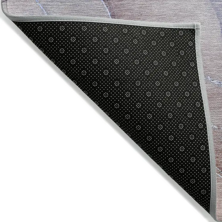 2' X 8' Blue and Purple Abstract Washable Non Skid Indoor Outdoor Runner Rug