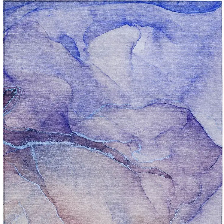 3' X 5' Blue and Brown Abstract Washable Non Skid Indoor Outdoor Area Rug