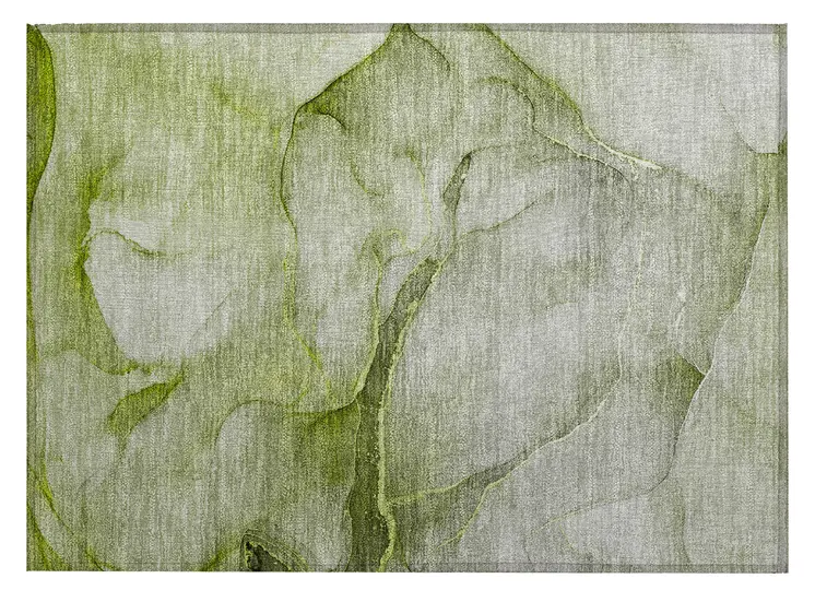 2' X 3' Olive Green Abstract Washable Non Skid Indoor Outdoor Area Rug