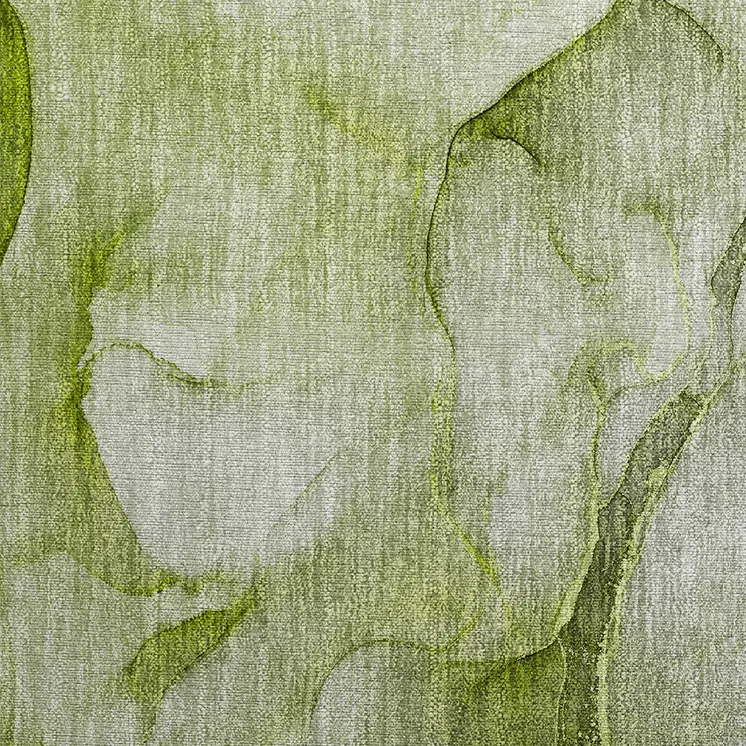 2' X 3' Olive Green Abstract Washable Non Skid Indoor Outdoor Area Rug