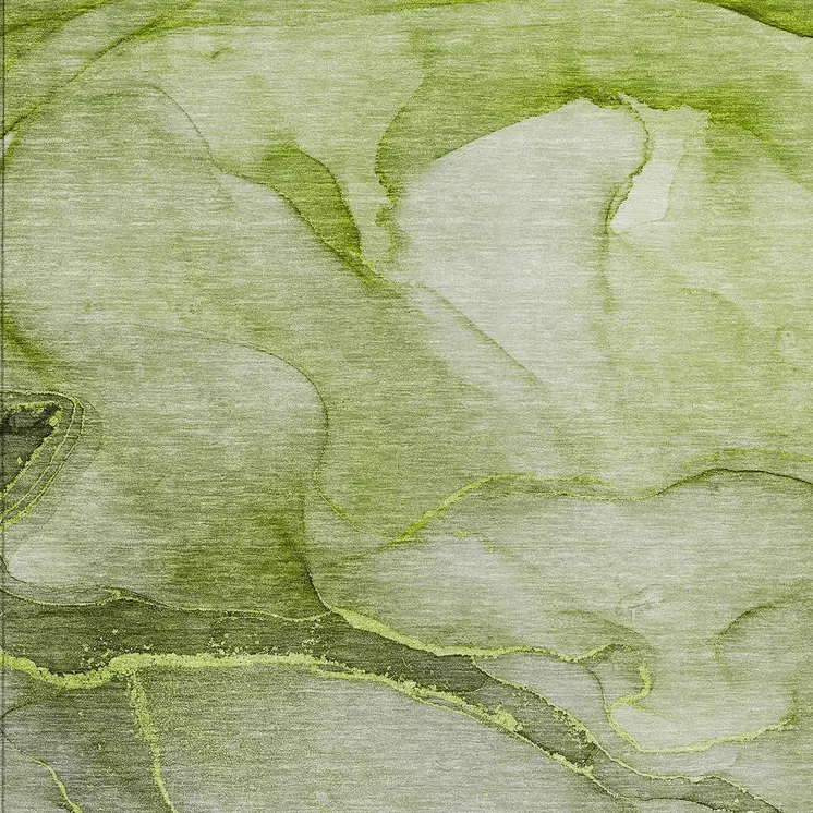 3' X 5' Olive Green Abstract Washable Non Skid Indoor Outdoor Area Rug