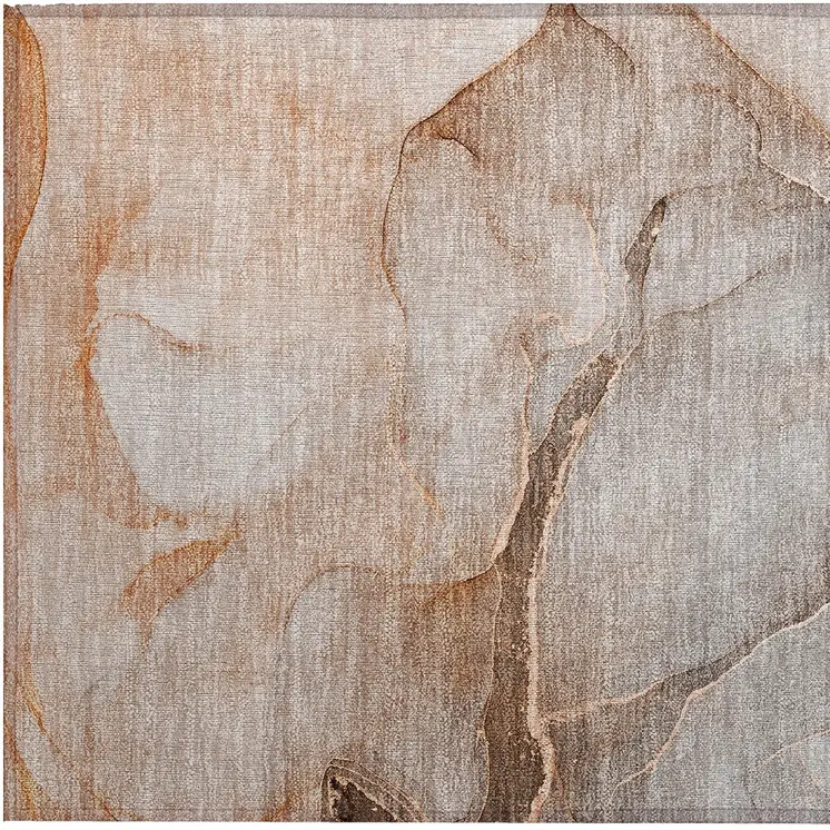 2' X 3' Taupe Abstract Washable Indoor Outdoor Area Rug