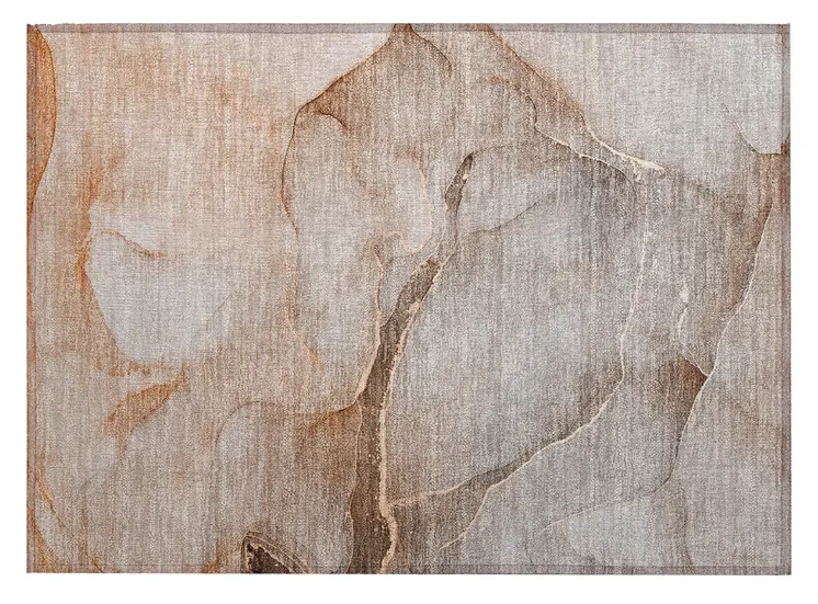 2' X 3' Taupe Abstract Washable Indoor Outdoor Area Rug