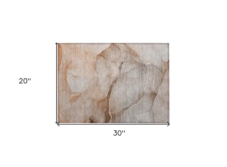 2' X 3' Taupe Abstract Washable Indoor Outdoor Area Rug